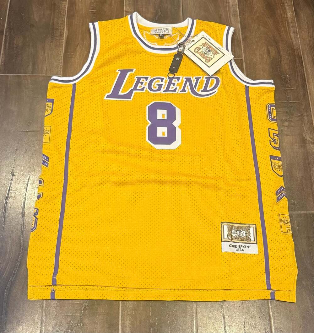 Headgear Classics Kobe Bryant Mamba Legend 8/24 Patch Basketball Jersey Gold